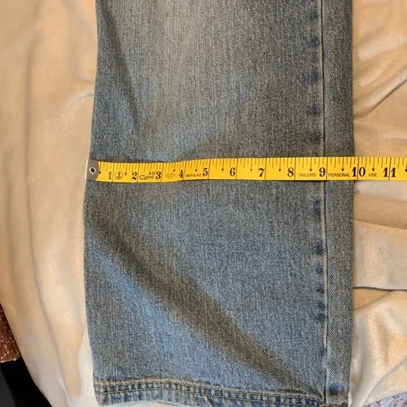 Timberland medium wash vintage Y2k wide leg jeans embroidered tight logo boys 18 - Picture 8 of 10